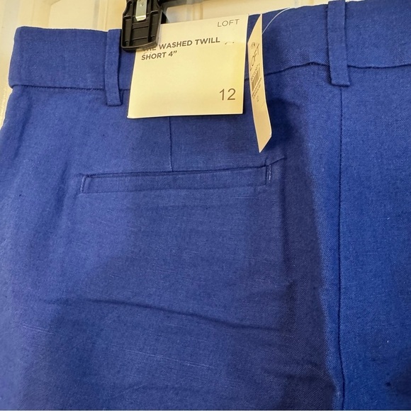 LOFT High Waist Blue Scalloped Shorts - Picture 7 of 8